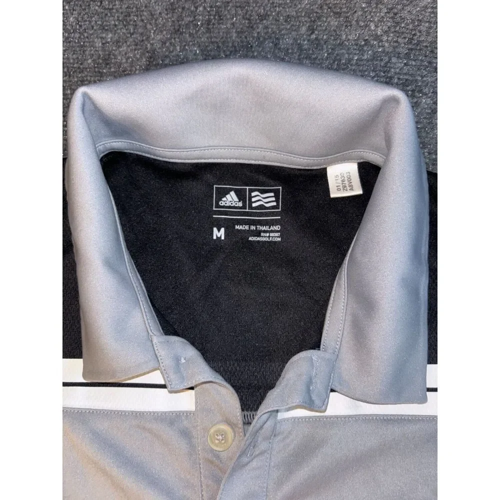 adidas Polo Shirt Mens Medium Gray Golf Performance Short Sleeve Collared‎ Logo